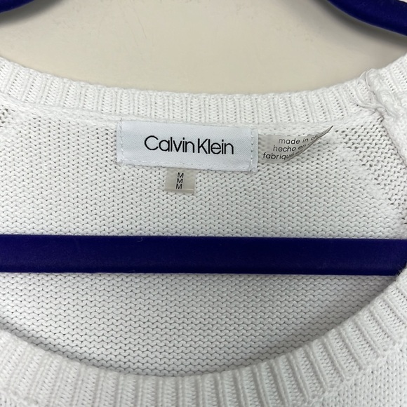 CALVIN KLEIN Black and White LongSleeve Round Neck Pullover Knit Sweater Size M - Picture 2 of 6